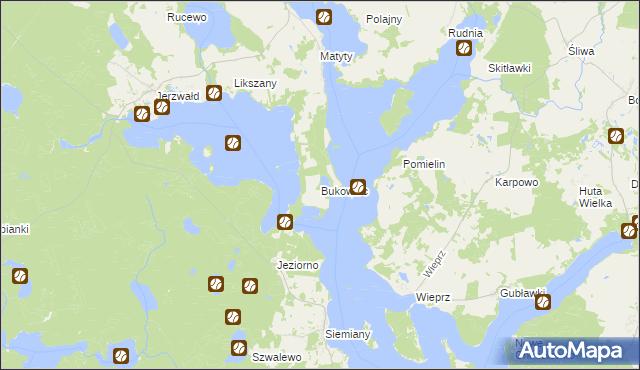 mapa Bukowiec gmina Zalewo, Bukowiec gmina Zalewo na mapie Targeo