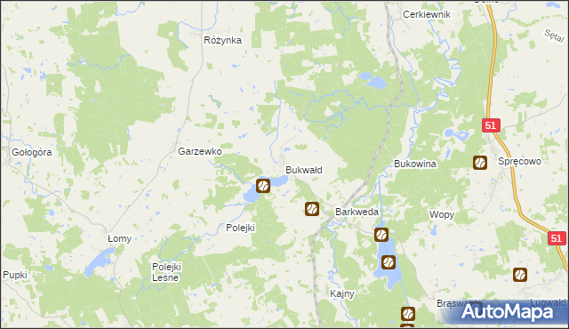 mapa Bukwałd, Bukwałd na mapie Targeo