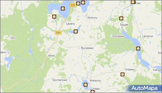mapa Burszewo, Burszewo na mapie Targeo