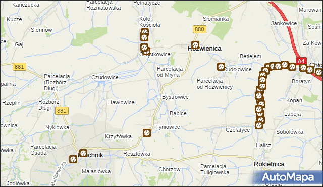 mapa Bystrowice, Bystrowice na mapie Targeo