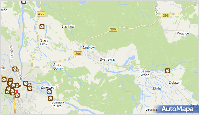 mapa Bystrzyca gmina Oława, Bystrzyca gmina Oława na mapie Targeo