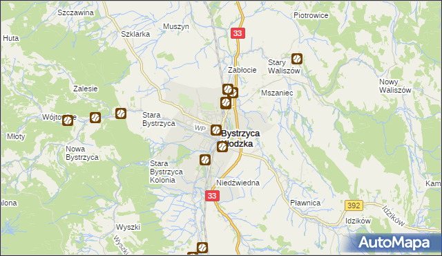mapa Bystrzyca Kłodzka, Bystrzyca Kłodzka na mapie Targeo