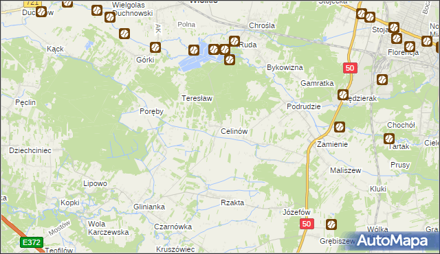 mapa Celinów gmina Dębe Wielkie, Celinów gmina Dębe Wielkie na mapie Targeo