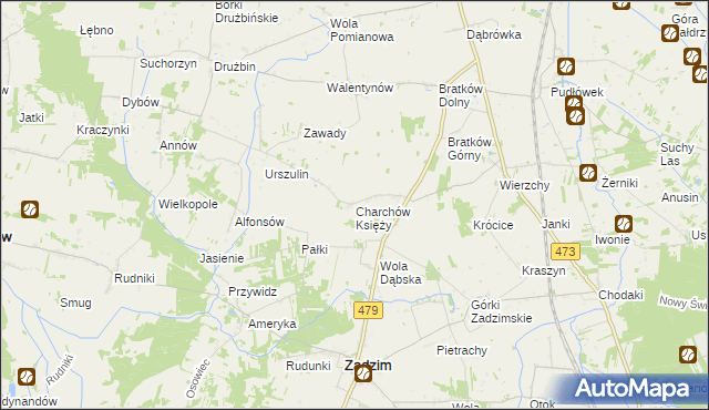 mapa Charchów Księży, Charchów Księży na mapie Targeo