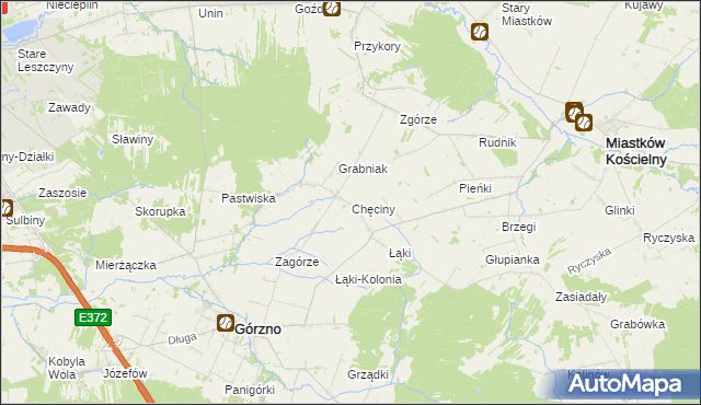 mapa Chęciny gmina Górzno, Chęciny gmina Górzno na mapie Targeo