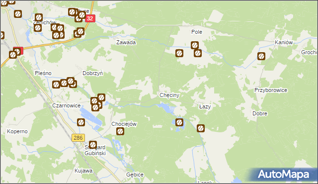 mapa Chęciny gmina Gubin, Chęciny gmina Gubin na mapie Targeo