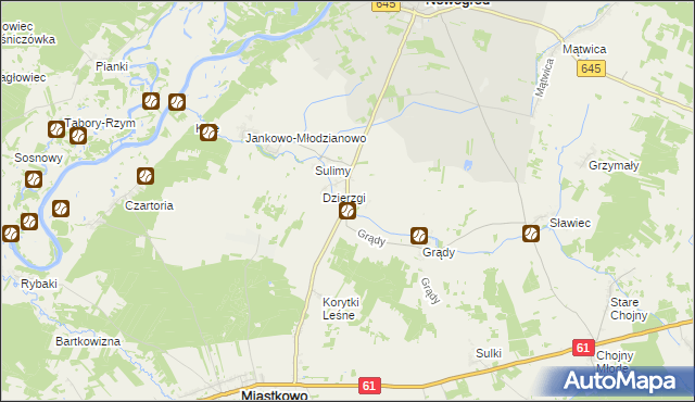 mapa Chmielewo gmina Nowogród, Chmielewo gmina Nowogród na mapie Targeo