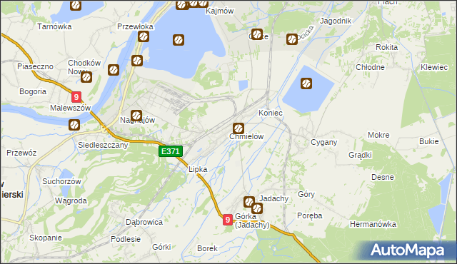mapa Chmielów gmina Nowa Dęba, Chmielów gmina Nowa Dęba na mapie Targeo