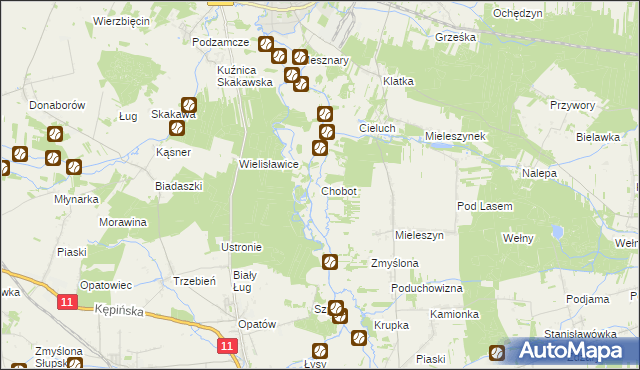 mapa Chobot gmina Bolesławiec, Chobot gmina Bolesławiec na mapie Targeo