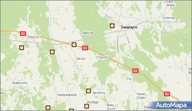 mapa Chochół gmina Świętajno, Chochół gmina Świętajno na mapie Targeo