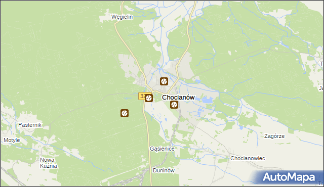 mapa Chocianów, Chocianów na mapie Targeo