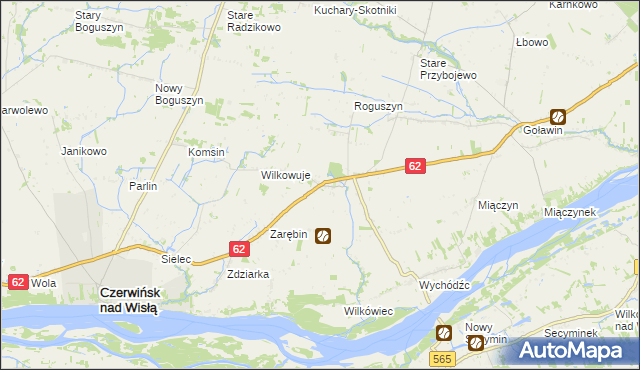 mapa Chociszewo gmina Czerwińsk nad Wisłą, Chociszewo gmina Czerwińsk nad Wisłą na mapie Targeo