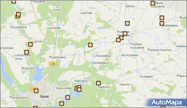 mapa Chociszewo gmina Skoki, Chociszewo gmina Skoki na mapie Targeo