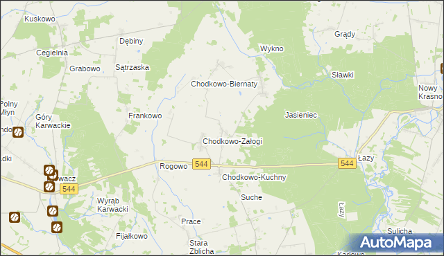 mapa Chodkowo Wielkie, Chodkowo Wielkie na mapie Targeo