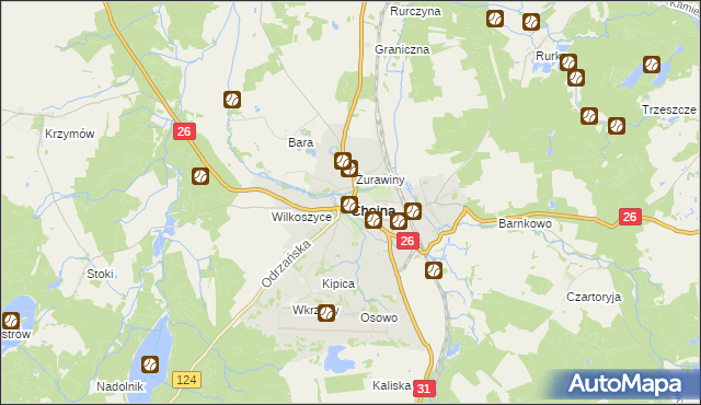 mapa Chojna powiat gryfiński, Chojna powiat gryfiński na mapie Targeo