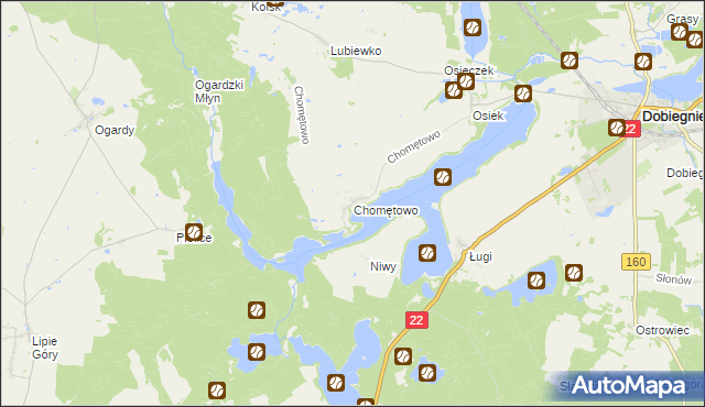 mapa Chomętowo gmina Dobiegniew, Chomętowo gmina Dobiegniew na mapie Targeo