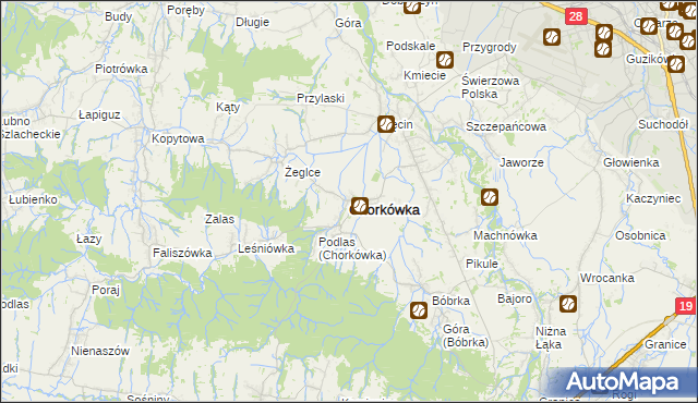 mapa Chorkówka, Chorkówka na mapie Targeo