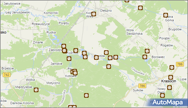 mapa Chotów gmina Krasocin, Chotów gmina Krasocin na mapie Targeo