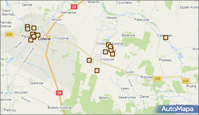 mapa Chotycze, Chotycze na mapie Targeo