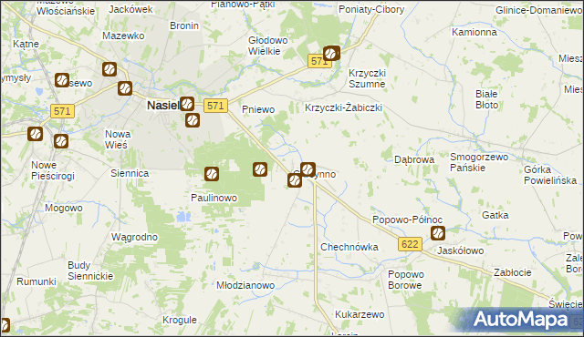 mapa Chrcynno, Chrcynno na mapie Targeo