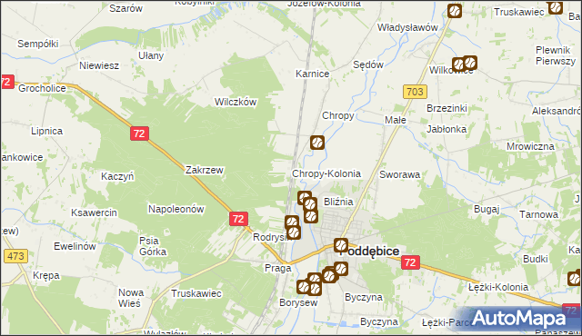 mapa Chropy-Kolonia, Chropy-Kolonia na mapie Targeo