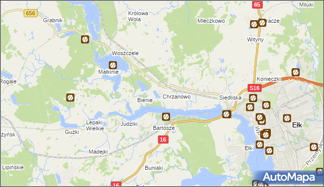 mapa Chrzanowo gmina Ełk, Chrzanowo gmina Ełk na mapie Targeo
