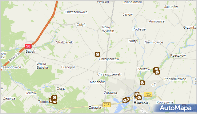 mapa Chrząszczew, Chrząszczew na mapie Targeo