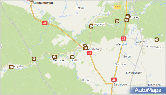 mapa Chwarszczany, Chwarszczany na mapie Targeo