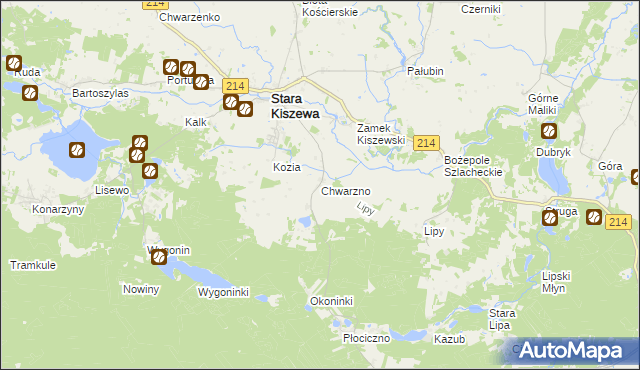 mapa Chwarzno, Chwarzno na mapie Targeo