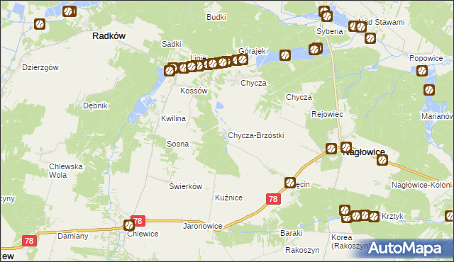 mapa Chycza-Brzóstki, Chycza-Brzóstki na mapie Targeo