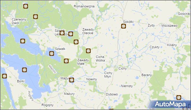 mapa Cicha Wólka, Cicha Wólka na mapie Targeo