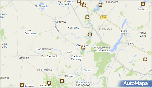 mapa Ciechocin gmina Chojnice, Ciechocin gmina Chojnice na mapie Targeo