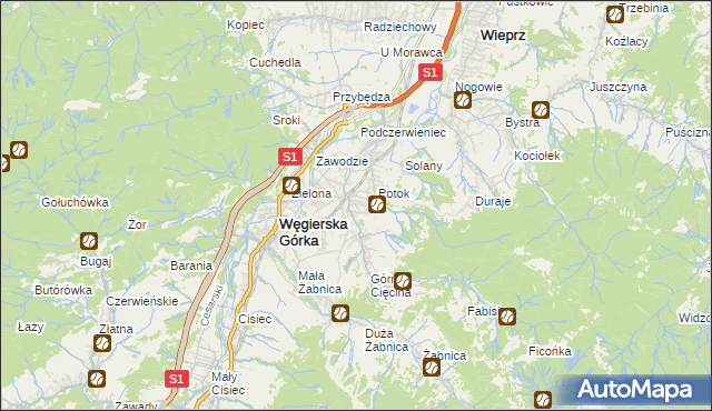 mapa Cięcina, Cięcina na mapie Targeo