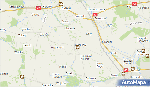 mapa Cieciułów, Cieciułów na mapie Targeo