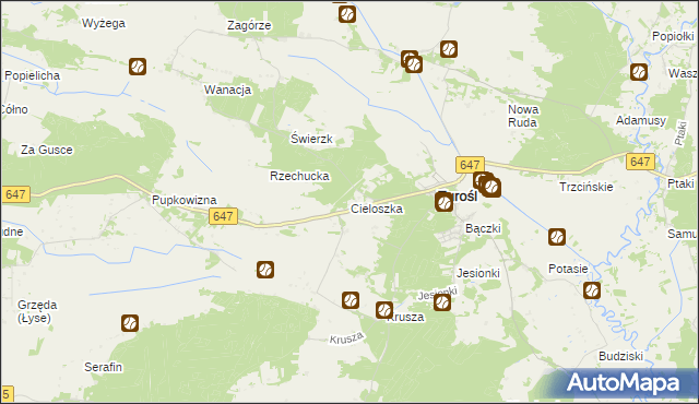 mapa Cieloszka, Cieloszka na mapie Targeo