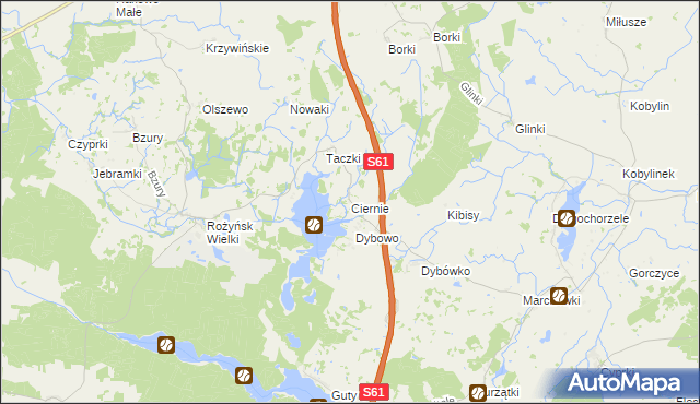 mapa Ciernie gmina Prostki, Ciernie gmina Prostki na mapie Targeo