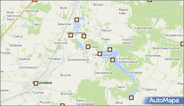 mapa Cieszanowice gmina Gorzkowice, Cieszanowice gmina Gorzkowice na mapie Targeo