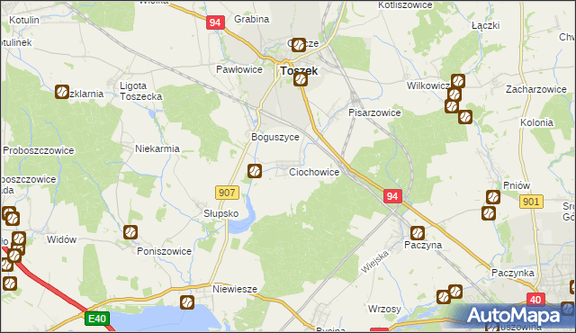 mapa Ciochowice, Ciochowice na mapie Targeo