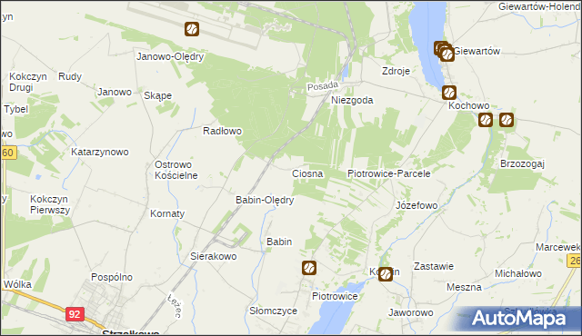 mapa Ciosna gmina Strzałkowo, Ciosna gmina Strzałkowo na mapie Targeo