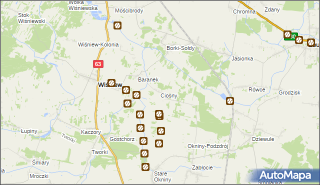 mapa Ciosny gmina Wiśniew, Ciosny gmina Wiśniew na mapie Targeo