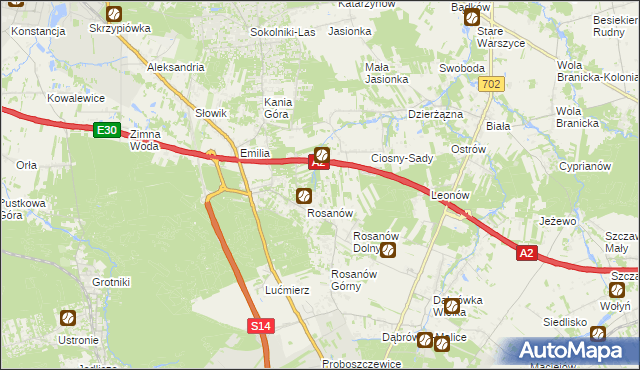 mapa Ciosny gmina Zgierz, Ciosny gmina Zgierz na mapie Targeo