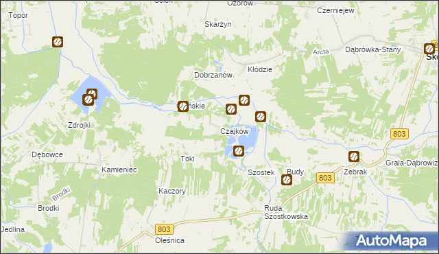 mapa Czajków gmina Wodynie, Czajków gmina Wodynie na mapie Targeo