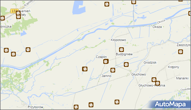 mapa Czaplin gmina Słońsk, Czaplin gmina Słońsk na mapie Targeo