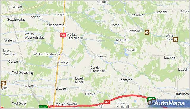 mapa Czarna gmina Stanisławów, Czarna gmina Stanisławów na mapie Targeo