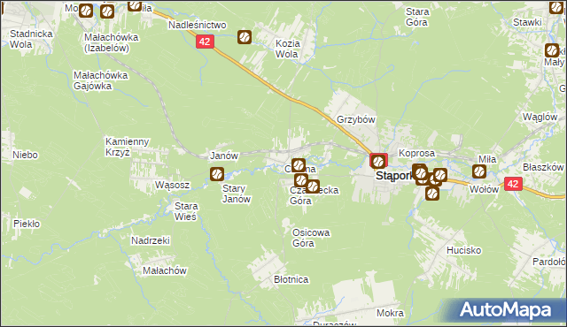 mapa Czarna gmina Stąporków, Czarna gmina Stąporków na mapie Targeo