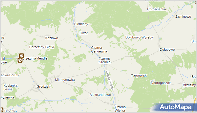 mapa Czarna Średnia, Czarna Średnia na mapie Targeo