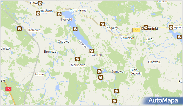 mapa Czarne gmina Dubeninki, Czarne gmina Dubeninki na mapie Targeo