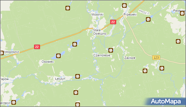 mapa Czarnolesie gmina Dobiegniew, Czarnolesie gmina Dobiegniew na mapie Targeo