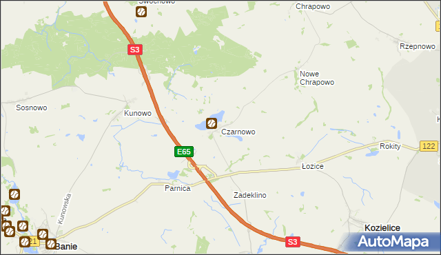 mapa Czarnowo gmina Kozielice, Czarnowo gmina Kozielice na mapie Targeo