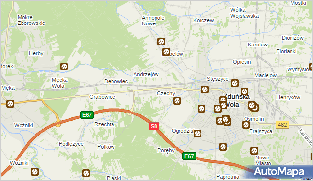 mapa Czechy gmina Zduńska Wola, Czechy gmina Zduńska Wola na mapie Targeo